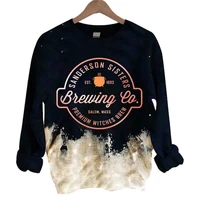 autumn women pullover 3d tie dye art printing letter tops round neck long sleeved sweater ccasual new street loose pullover