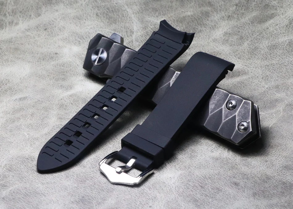 Premium-Grade Bending Strap 18 19 20 21  22mm Silicone Rubber Watchbands Waterproof Diving Wristband Bracelet Stainless Buckle