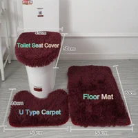 bathroom plush bath mat set absorbent non slip shower carpet toilet rug bedroom fluff floor mats washable toilet pad lid cover