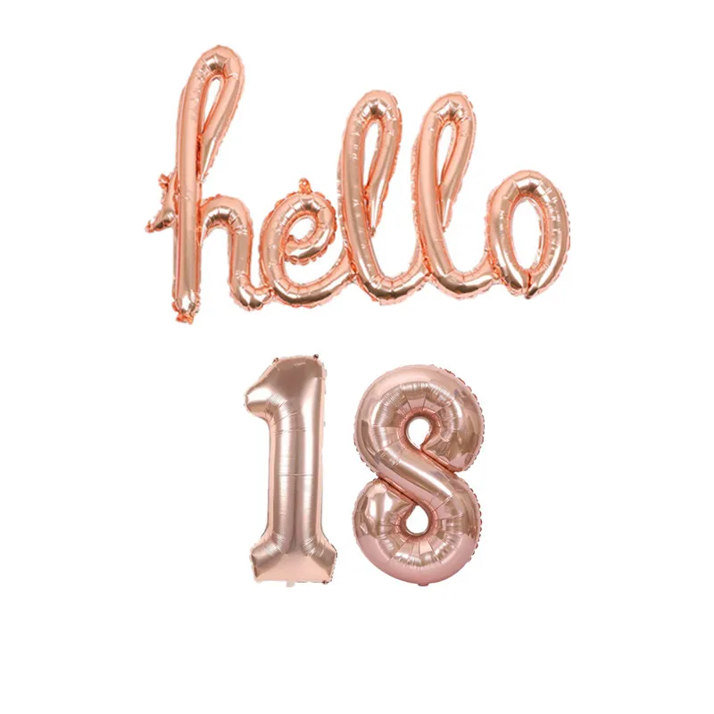 1 комплект розовое золото Hello18 шары 18 дней рождения шар для девушки декорации с