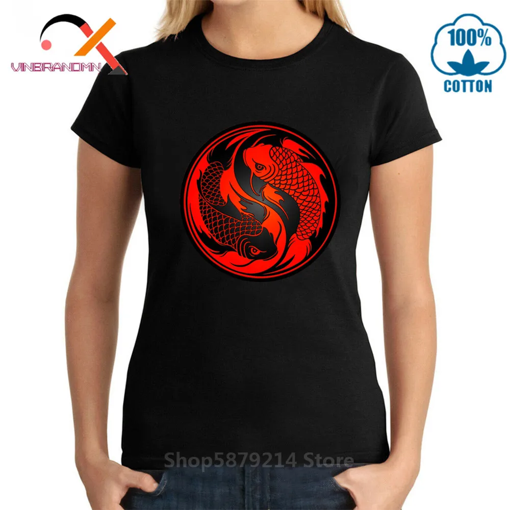 Новый дизайн! Инь Карп рыбалку футболки Япония Стиль кои футболка дешевая