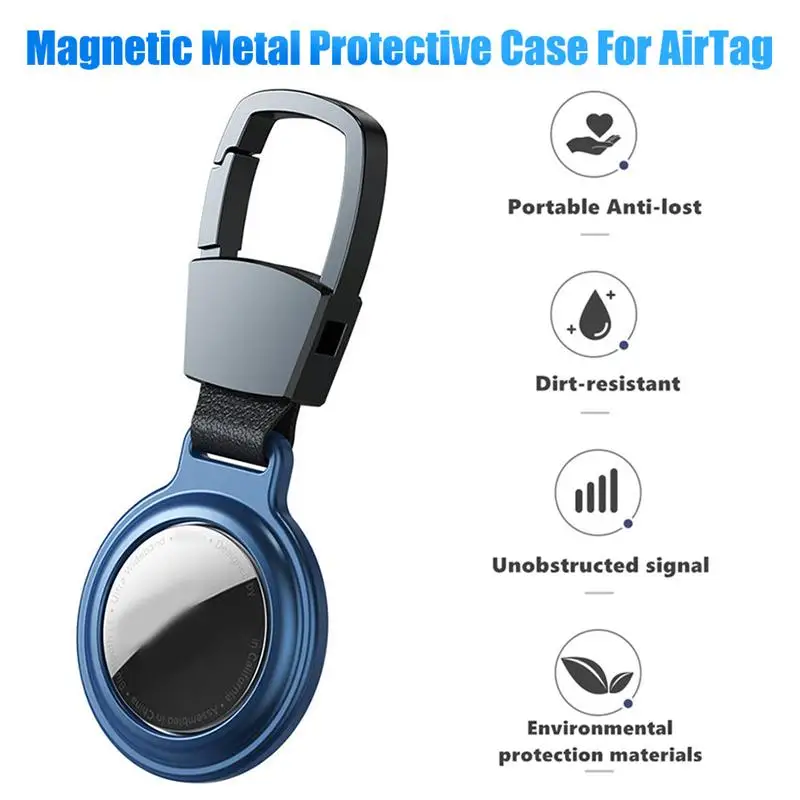 

Protective Cover Scratch Resistant Aluminum Alloy Case with Keychain Portable Magnetic Protect Metal Sleeve for Apple Airtags