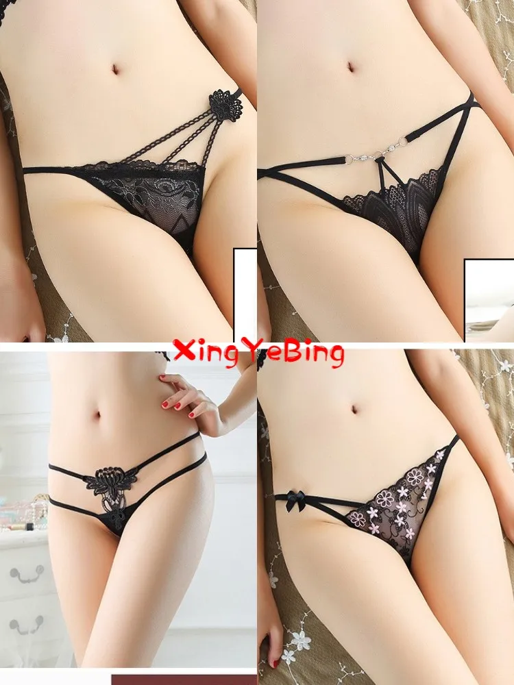 

Sexy Underwear Female Appeal Transparent Lace Embroidery Thong Large Size Ultra Thin Low Waist Temptation t Pants