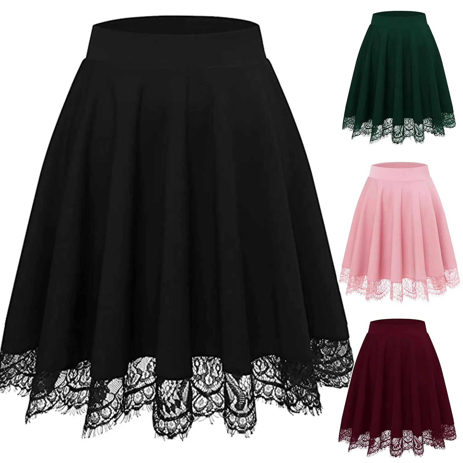 

2021 Hot Sale High Quality Women's Basic Versatile Stretchy A-line Flared Casual Mini Skater Skirt For Dropshipping