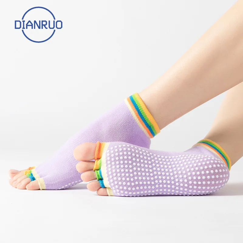 Новые стильные носки для йоги DIANRUO женские танцевальные Нескользящие хлопковые