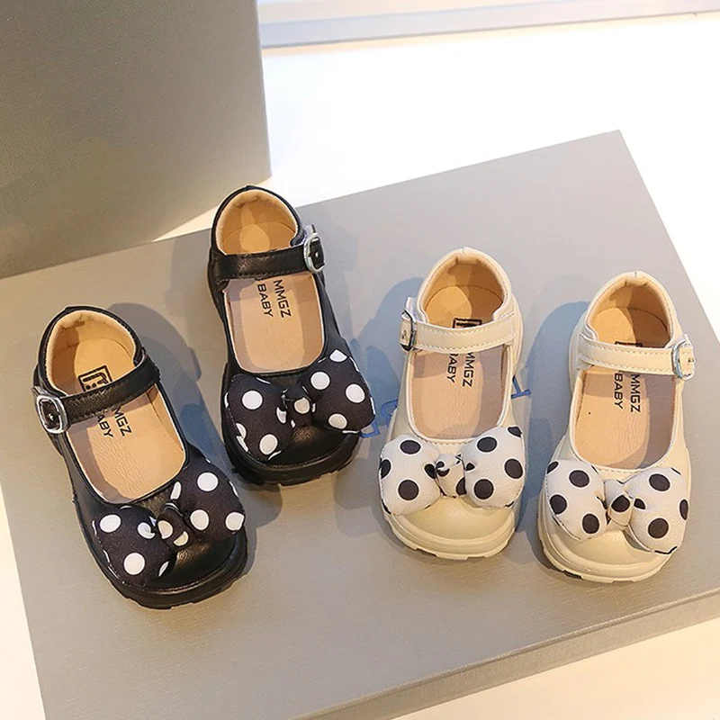 Girls Shoes Dot Bowtie Mary Janes Baby Kids Princess Black Casual White Shallow Dance paryt Toddlers |