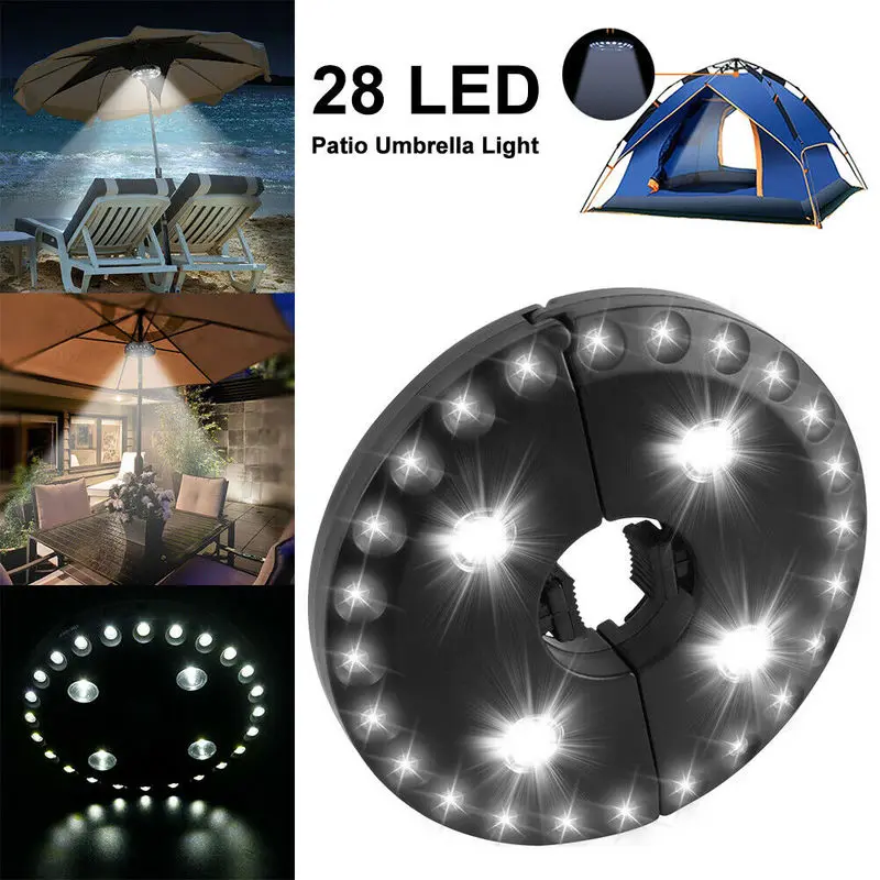 24 + 4LED открытый зонтик пляжа светильник сада съемный Портативный палатка круглый
