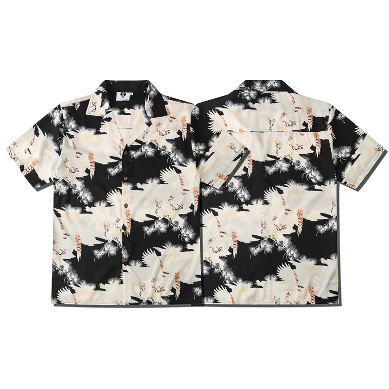 

Мужская винтажная рубашка с принтом, летняя тонкая гавайская рубашка с короткими рукавами, с отложным воротником, в стиле Харадзюку, 2022