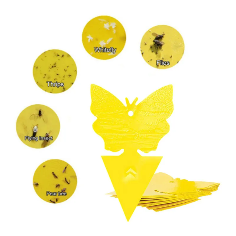 

10pcs Yellow Butterfly Shaped Insect Pest Control Garden Strong Glue Plant Sticky Traps For Aphids Dual Sided Fruit Fly Fungus