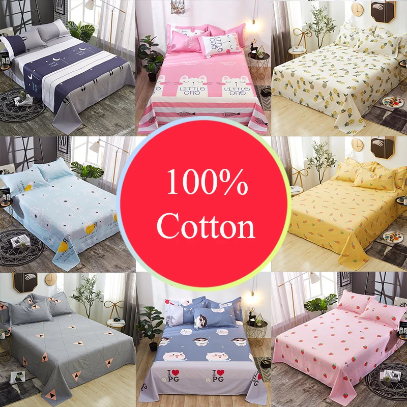 1pcs bed sheet 100% Cotton sheets Bed linens Home textiles bedspread student dormitory Cartoon/Plant/flower printing | Дом и сад