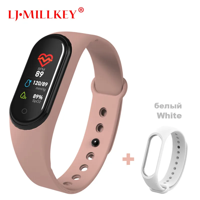 M4Pink-White Умный Браслет Интеллектуальный трекер активности M4 умный Браслет Смарт-браслет 4 пульсометр фитнес-трекер умные часы для мужчин и женщин - Цвет: M4Pink-White