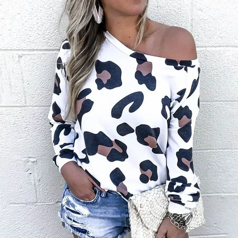 

Women Leopard Print O-neck Sexy Blouse Fall Long Sleeve Leopard Pattern Blouse Fashion Ladies Oversize Loose Pullover Tops Shirt