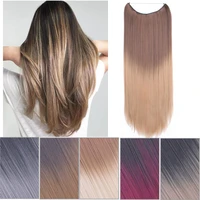womens synthetic string hair extension no clips no glue long straight invisible hola hair extensions ombre color hairpiece