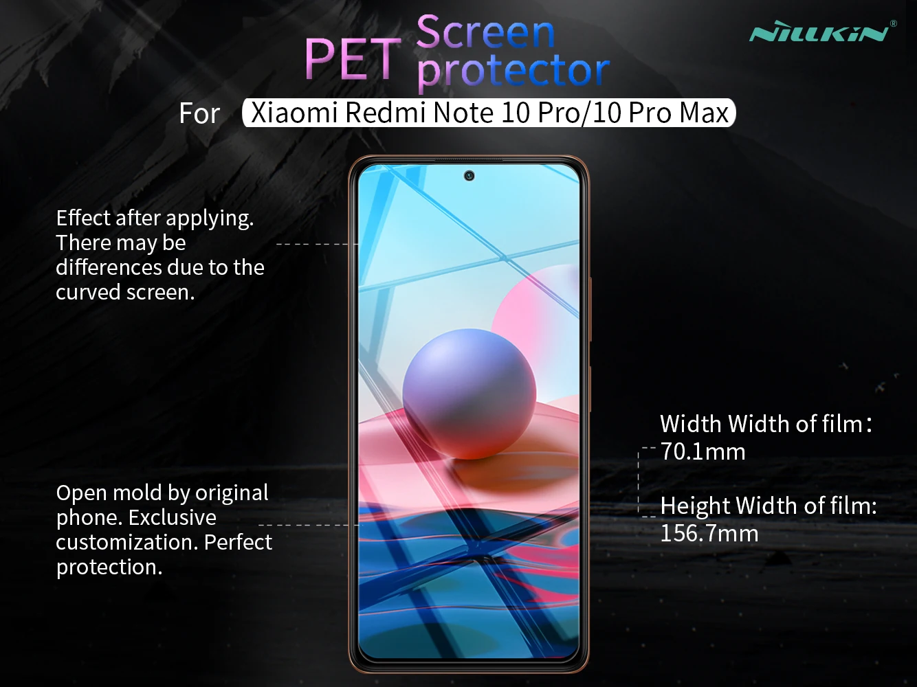 Защита экрана для Xiaomi Redmi Note 10 Pro Max Nillkin прозрачная/Матовая Мягкая Пластиковая