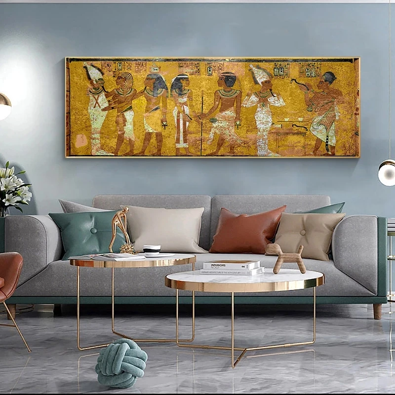 Печатная египетская стенная роспись Постер винтажная Картина на холсте большого