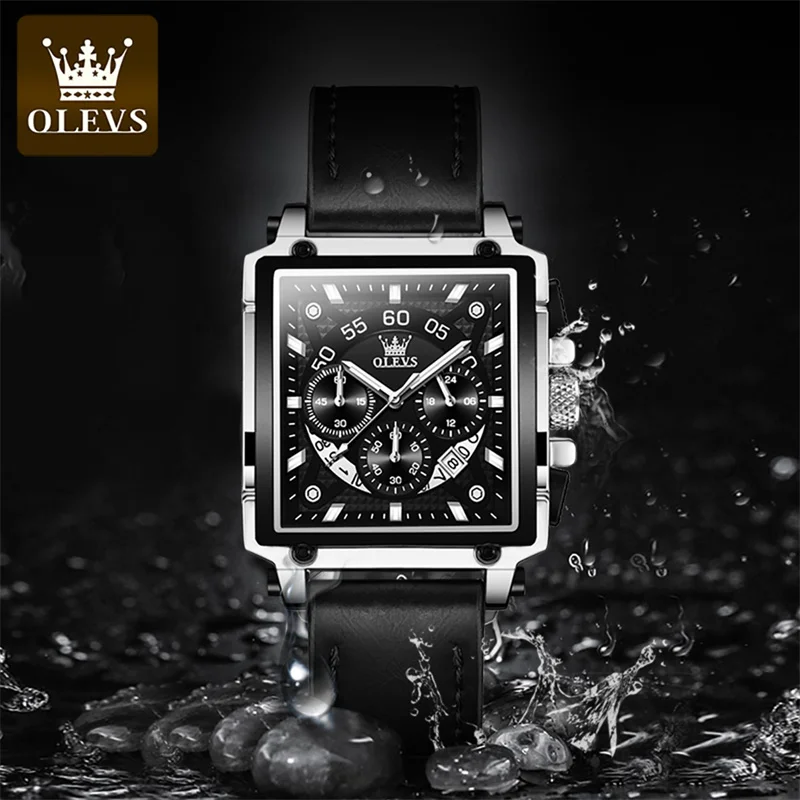olevs brand new quartz watches men hot fashion sport wristwatch man chronograph leather watch for male luminous calendar free global shipping