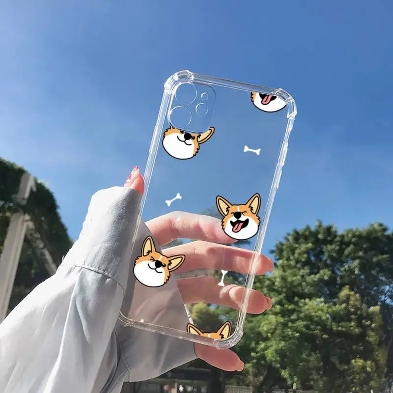 

Corgi Phone Case Transparent for Clear iPhone 11 12 8 7 6 6S XS MAX Plus X 5S SE 2020 XR mini pro