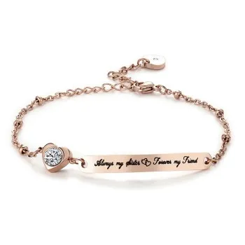 

2021 lettering bracelet Always my sister forever my friend lettering curved piece chain bracelet B1002TIZOE