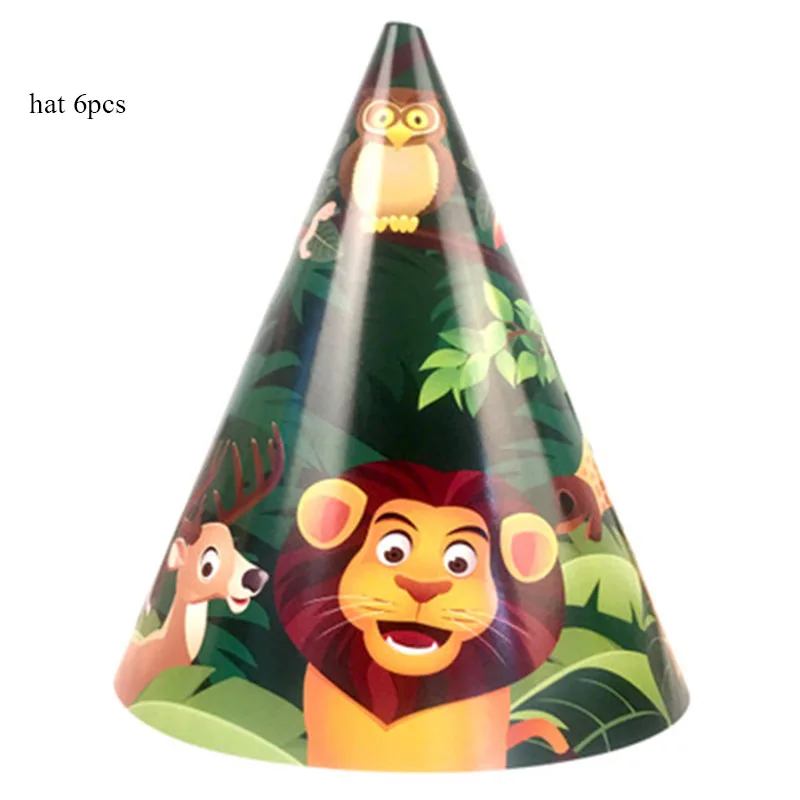 Одноразовая бумажная посуда для дня рождения с изображением животных джунглей