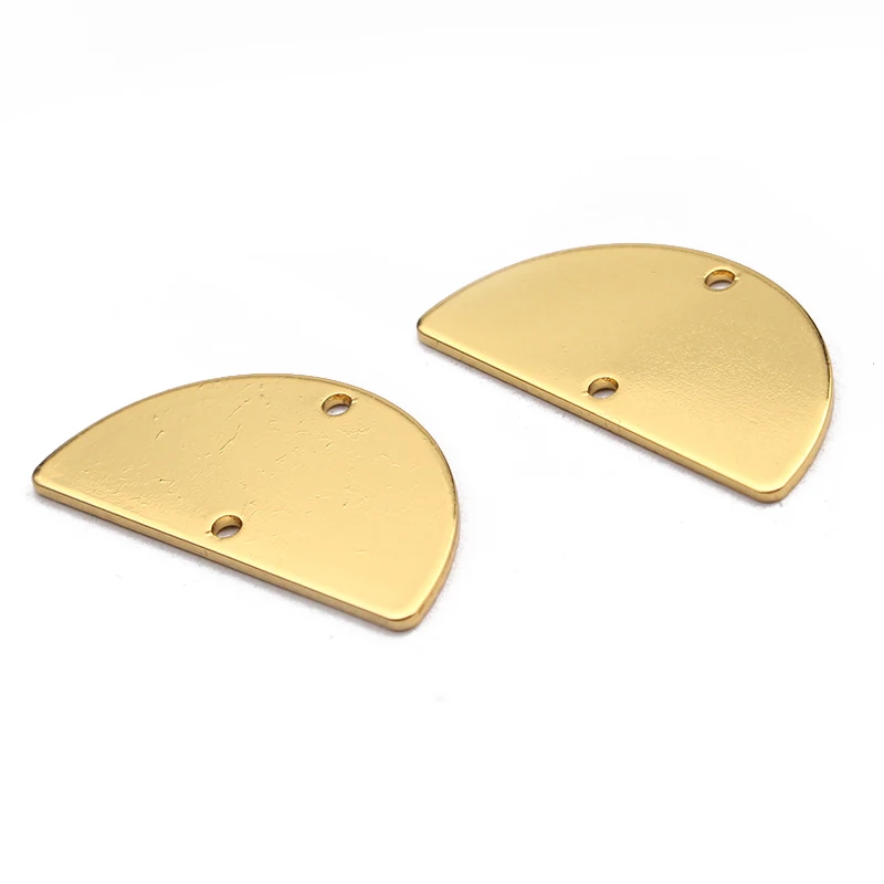 

10pcs Brass Gold Plate Semicircle Half Round Charms Double Holes Connector For DIY Earrings Bracelet Jewelry Findings Making