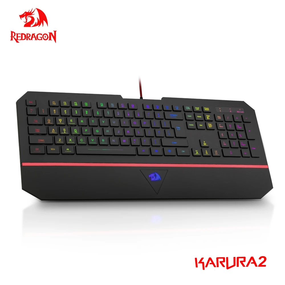 Redragon KARURA 2 K502 RGB USB игровая клавиатура мембранная Бесшумная клавиатура светодиодный подсветкой 104 ключей проводной компьютер PC gamer С упором для запястий - изображение