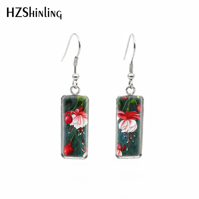 Новинка 2020 серьги в виде цветка фуксии колибри и прямоугольные ручной работы с