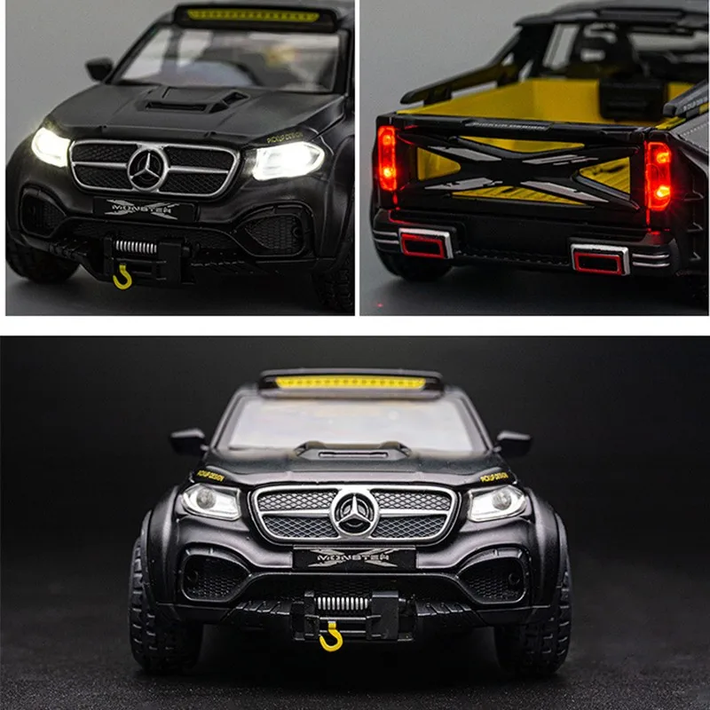 

1:28 Benz Alloy Car Model Pickup Trucks Pullback Sound Diecasts & Toy Vehicles Car Model Miniature Scale Model Car Toys Children