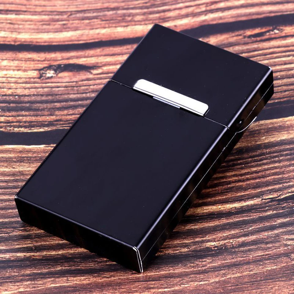 Ультра Тонкий Модный чехол для сигарет с металлическим ползуном алюминиевая