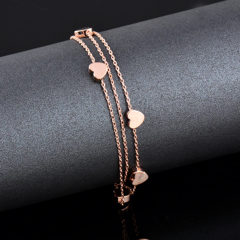 SINLEERY Charm Star 3 Layer Chain Bracelets For Women Bangle Rose Gold Color Sweety Jewelry for Women Girl Pulseras ZD1 SSB images - 6