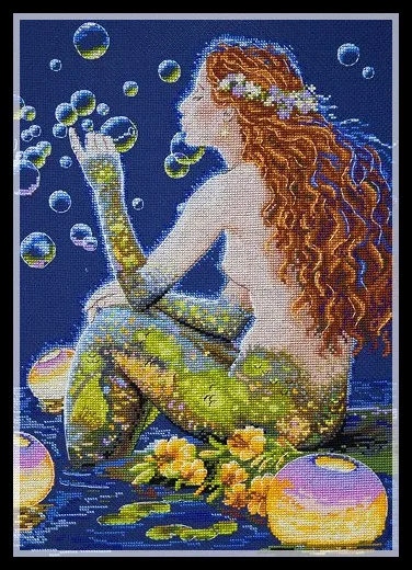 

The Mermaid Blowing Bubbles Counted Cross Stitch 11CT 14CT 18CT DIY Chinese Cross Stitch Kits Embroidery Needlework Sets