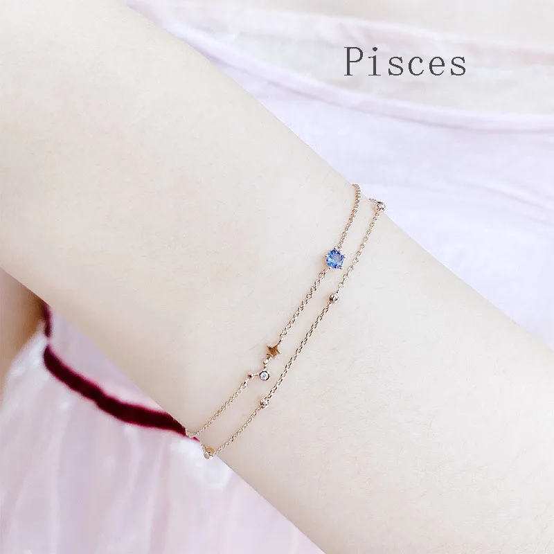 12 созвездия зодиака амулеты циркониевый сплав ожерелье браслет женщин розовое