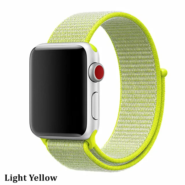 Последняя нейлоновый ремешок für apple watch группа 4 44 мм/40 мм, correa apple watch 3 42 мм/38 мм iwatch серии 4/3/2 bunte stecker чехол для телефона на руку - Цвет ремешка: Light yellow
