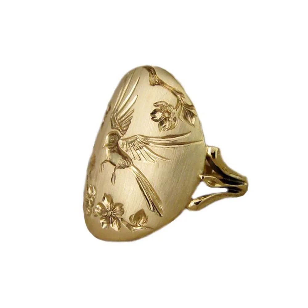 

Women Delicate Oval Wildflowers Ring Dainty Classic and Exquisite Print Pattern Floral Daisy Flower Ring Wreath Hand-carved Gift