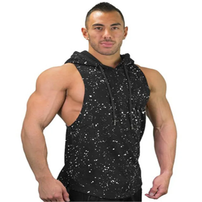 

2021 Muscle Brothers with Camouflage Cotton Men's Basketball Vest New Running Sports Breathable Fitness Sleeveless Hoodie