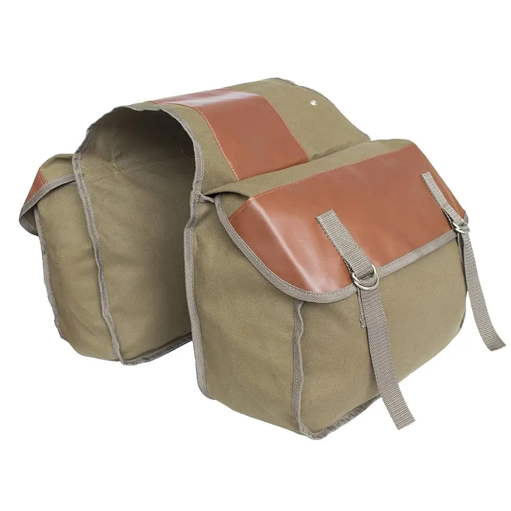 

Khaki Bike Pannier Bags Canvas Cycling Equipment Pack Multifunctional Messenger Rear Seat Trunk Carrier Bag Bicycle Shelf Bags