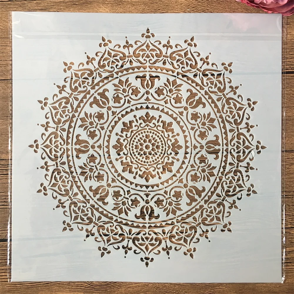 30*30 см большие геометрической формы Мандала Круглый DIY многослойный трафарет