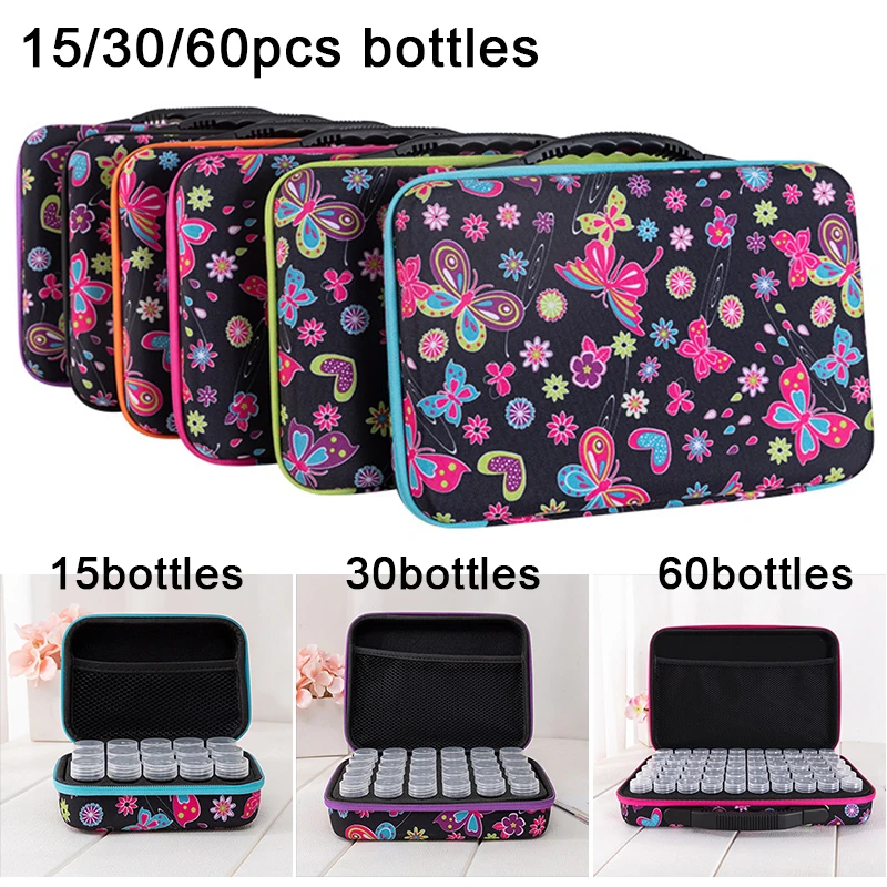

15/30/60 Bottles 5d Diamond Painting Accessories Tools Storage Box Carry Case Diamond Painting Tools Container Bag