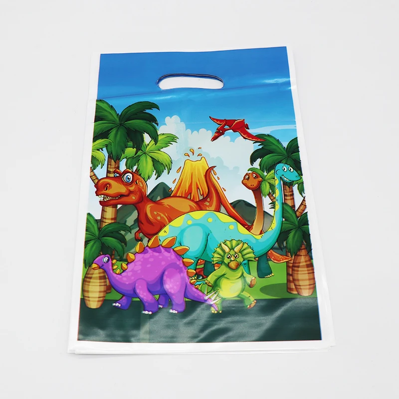 10pcs loot bags Юрский мотив динозавра вечерние украшения детский душ вечерние поставки Юрского динозавра тарелки салфетки для стаканчиков баннеры - Цвет: 10pcs loot bags