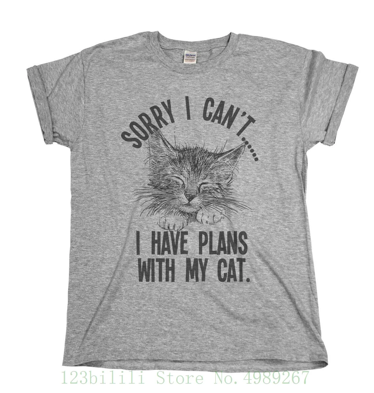 

Sorry I Cant I Have Plans With My Cat Mens Ladies Funny T Shirt Cute Unisex Top Design Style New Fashion Short Sleeve