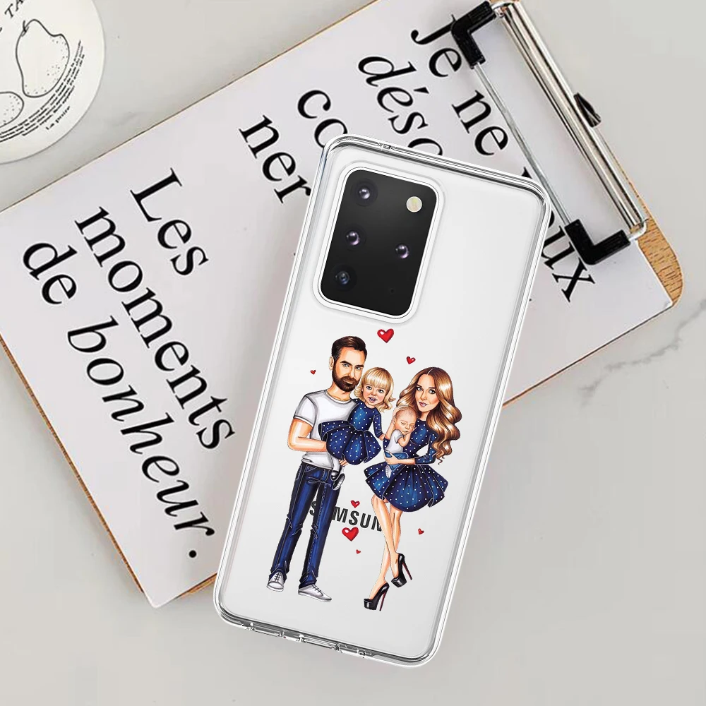 

Luxury girl dad baby boy mom funda For Samsung Galaxy S20 Plus Case S8 S7 S10 S9 J3 J5 J7 J4 J6 J8 2018 Ultra phone case cover