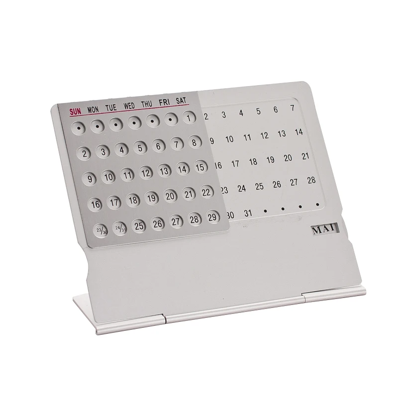 

Creative Mini Ultra-thin Metal Desktop Calendar Super Perpetual Unique 100 Years English Calendars
