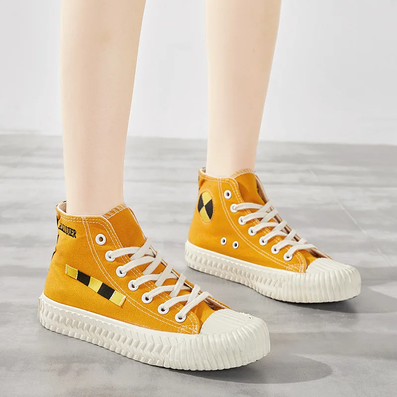 Парусиновая обувь с высоким берцем Женская Осенняя в Корейском стиле новые