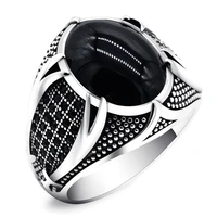 retro handmade islamic ring for men vintage turkish double swords black cz stone ring punk 2021 trendy religious muslim jewelry