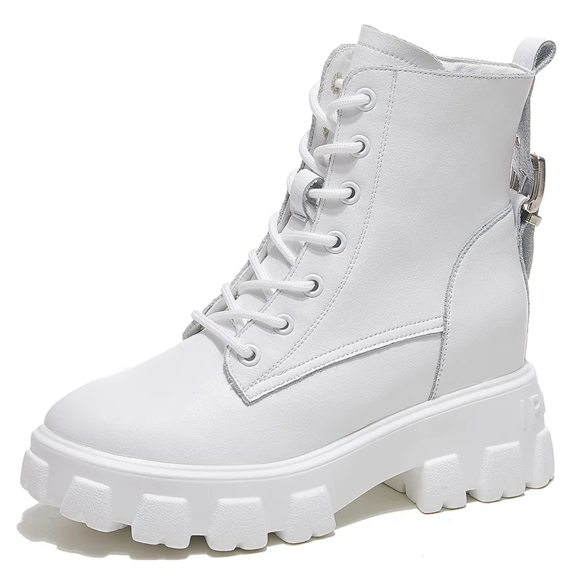 

Women's boots lace up British style versatile short boots women's thick heel thick soled medium cylinder boots women's