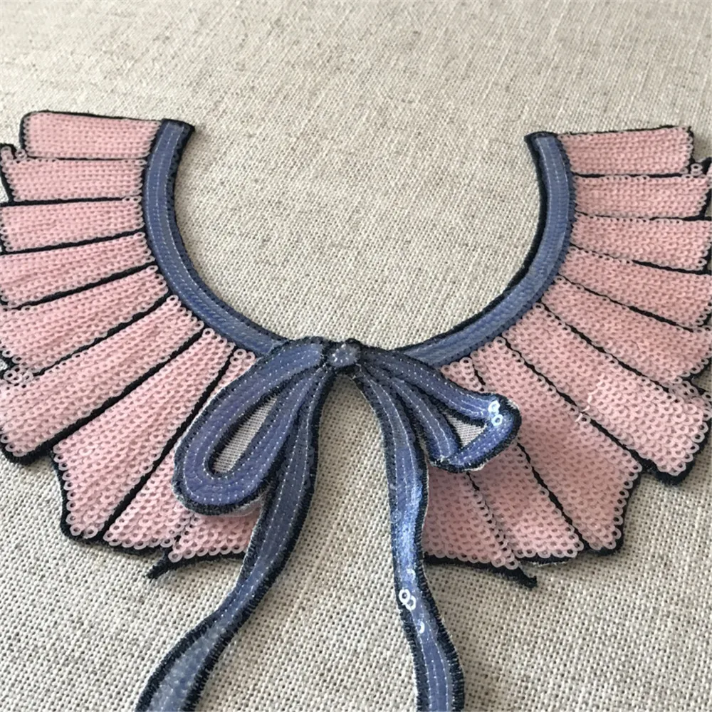 1 комплект розовые блестки вышитый воротник модная одежда юбка аксессуары сделай