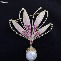 donia jewelry luxury natural pearl shell dragonfly brooch female korea luxury high end coat accessories scarf jewelry