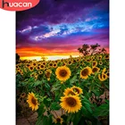 HUACAN Алмазная Стразы картины подсолнухи полностью Алмазная мозаика закат бусины вышивка цветок товары для дома