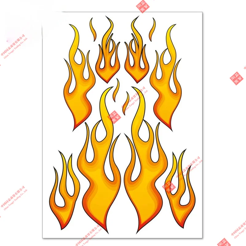 

Waterproof and sunscreenCartoons Car Sticker Fire Flames Car Styling Vinyl Motorcycl Decals Cover Scratches Waterproof PVC