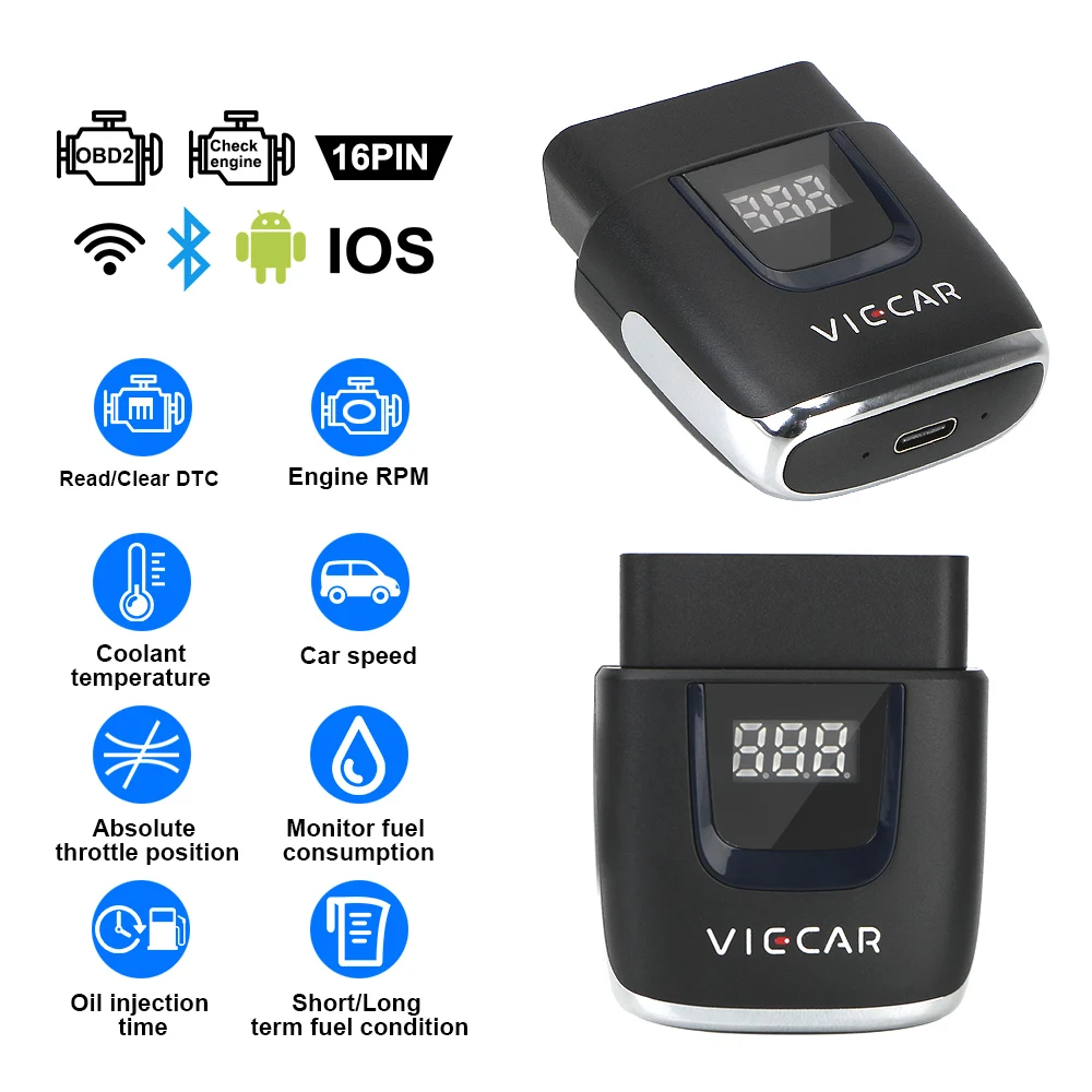 

For Android/IOS ELM 327 USB Scanner Mini OBD II Type-C Bluetooth 4.0 Viecar ODB2 Car Diagnostic Auto Tool Auto Repair Tools
