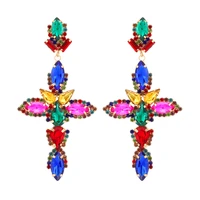 ztech new style cross shape full crystal designer earrings luxury jewelry for women statement bijoux female gothic accessories